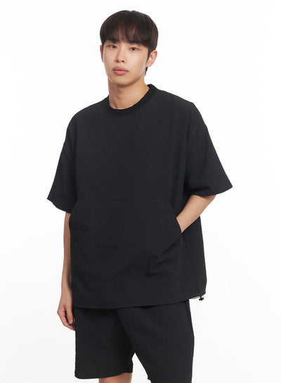 mens-oversized-t-shirt-with-pockets-ia518 / Black