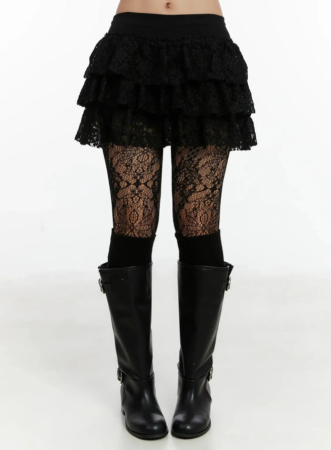 lace-tiered-skirt-id525 / Black