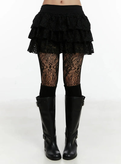 lace-tiered-skirt-id525 / Black