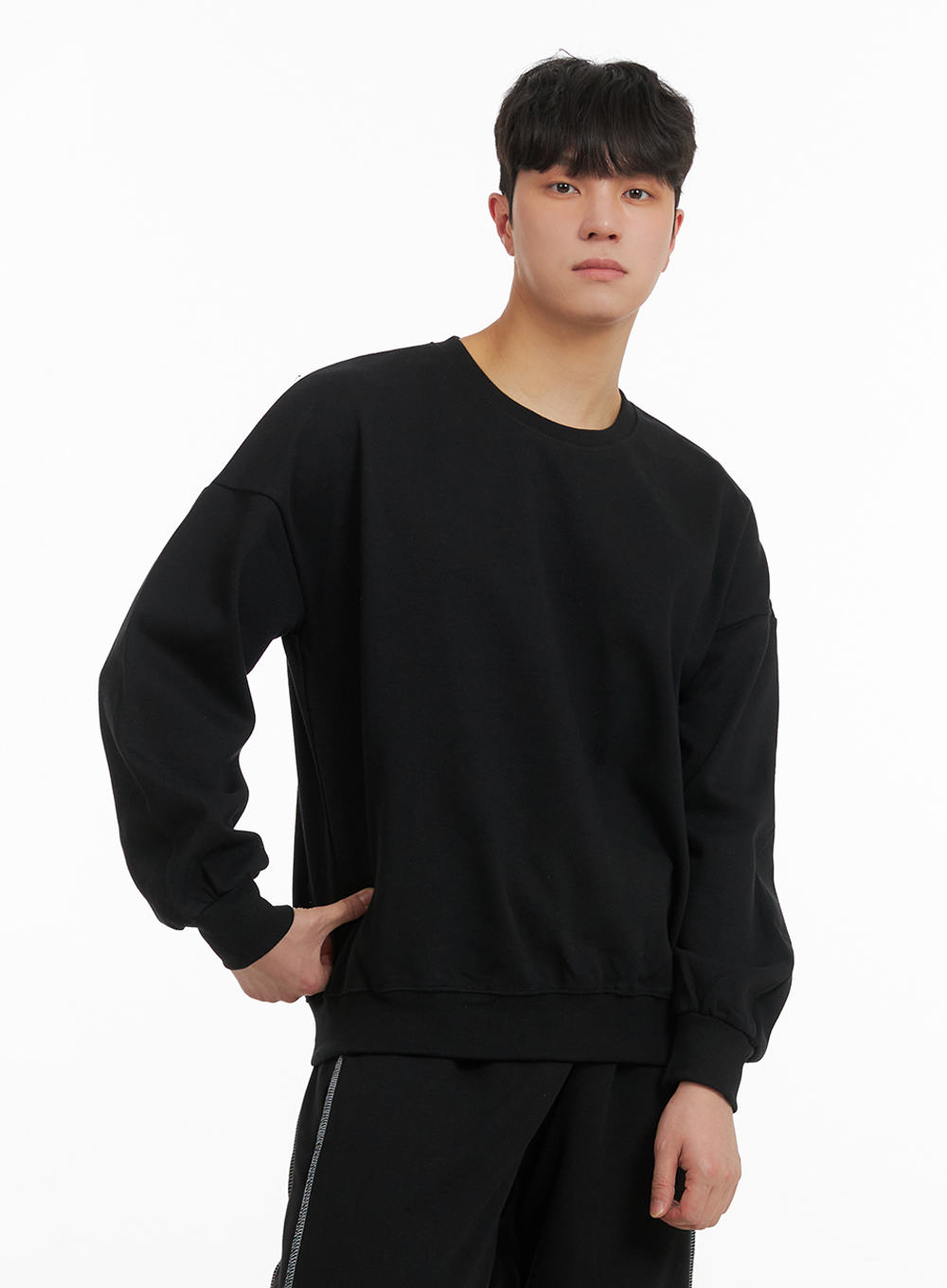 mens-basic-cotton-sweatshirt-ia402 / Black