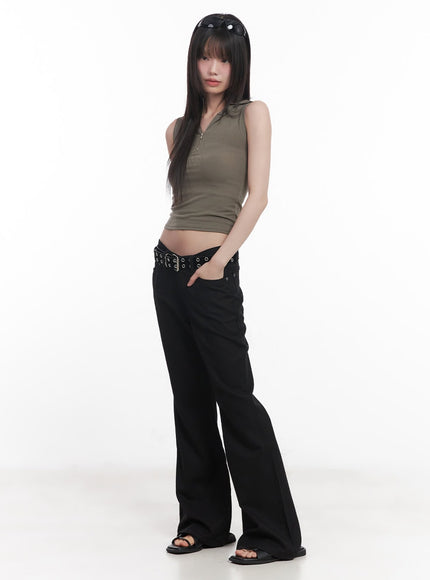 low-waist-flared-pants-cu505 / Black