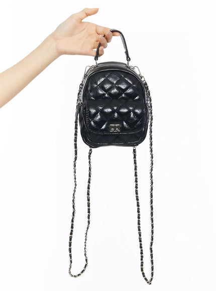 quilted-mini-chain-backpack-im502 / Black