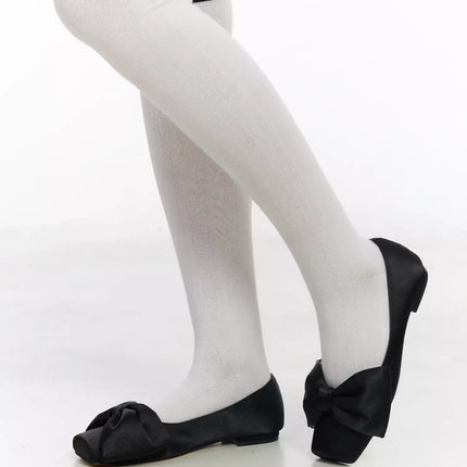 satin-bow-ballet-flats-im502 / Black