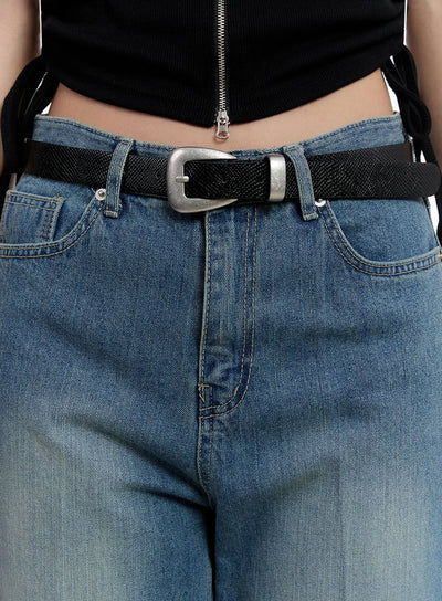 vintage-square-buckle-belt-iu503 / Black