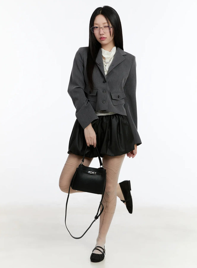 bubble-hem-mini-skirt-cm511 / Black