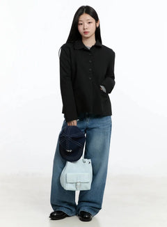 classic-button-up-blazer-im519 / Black