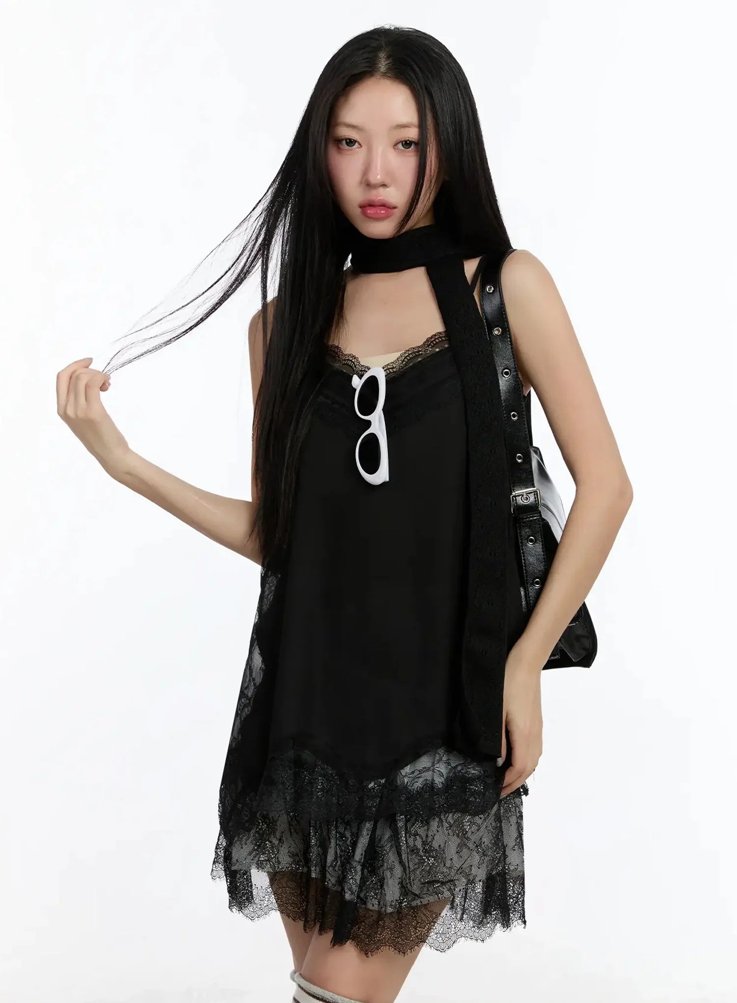 long-lace-dress-top-im509 / Black
