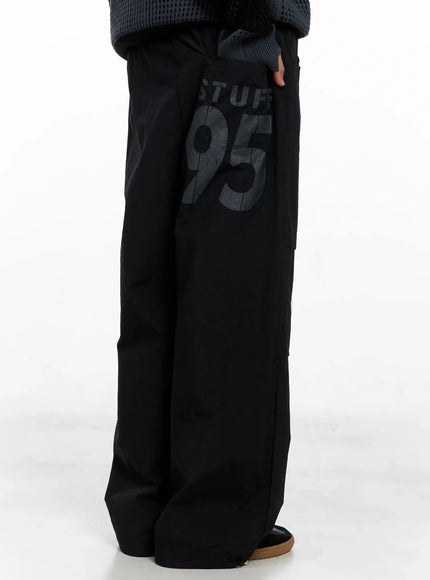 mens-95-parachute-nylon-pants-is509 / Black