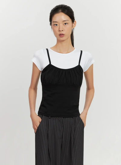 classic-shirred-cami-top-il528 / Black