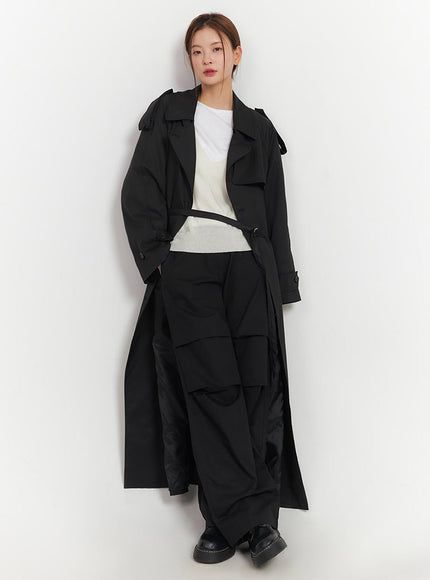 chic-buckle-trench-coat-im513 / Black