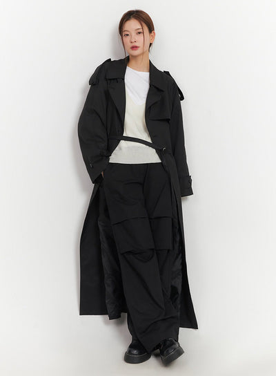 chic-buckle-trench-coat-im513 / Black