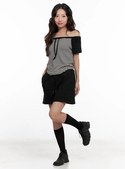 drawstring-sweat-skirt-cl518 / Black