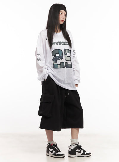 cargo-oversized-bermuda-sweatshorts-cm518 / Black
