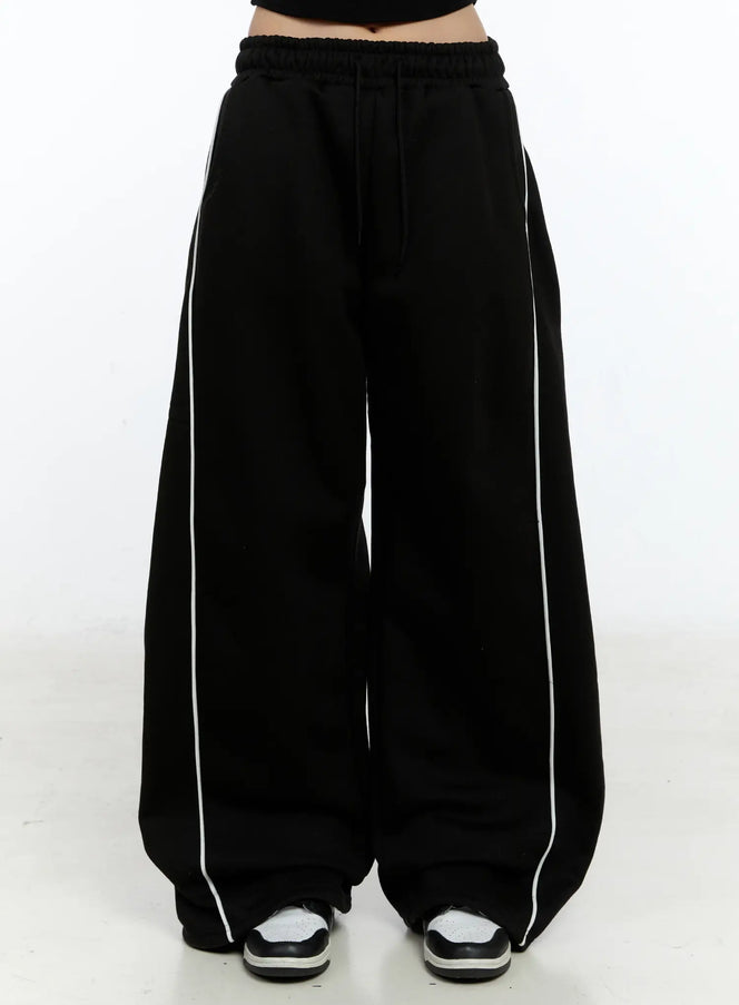 wide-leg-track-sweatpants-cn517 / Black