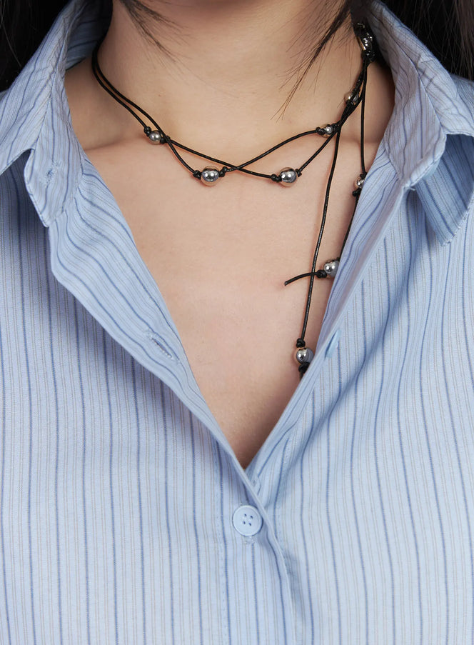 dual-strap-layered-necklace-cd530 / Black