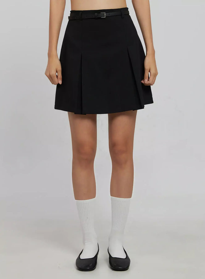 pintuck-mini-skirt-ij508 / Black