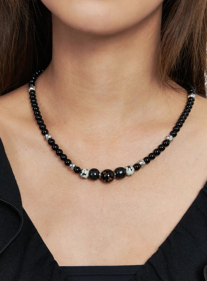 faux-gem-choker-necklace-co513 / Black
