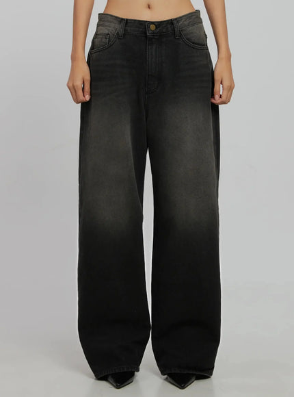 blaire-dark-washed-wide-leg-jeans-ij509 / Black