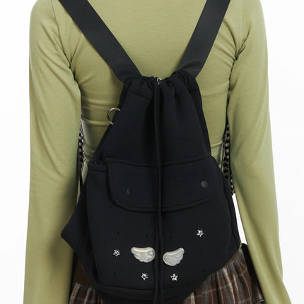 trendy-patch-backpack-cd519 / Black