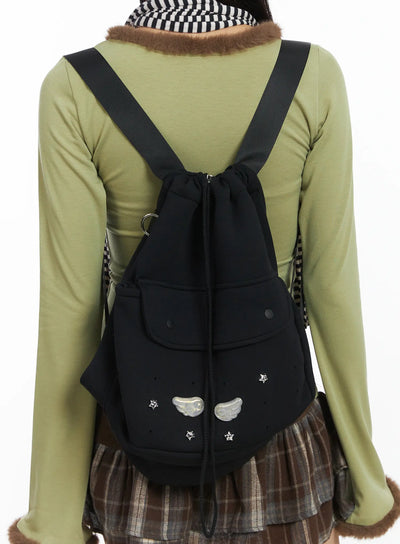 trendy-patch-backpack-cd519 / Black