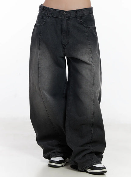 alana-belt-detail-baggy-jeans-cj530 / Black