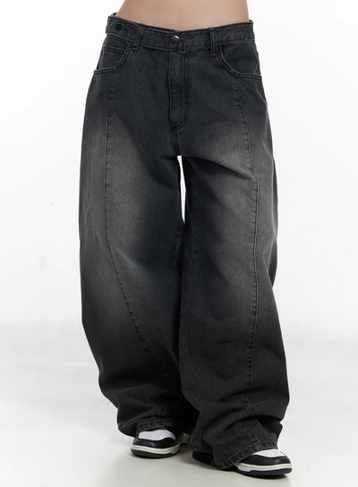 alana-belt-detail-baggy-jeans-cj530 / Black