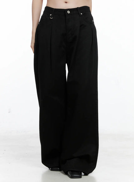 pintuck-wide-pants-co503 / Black