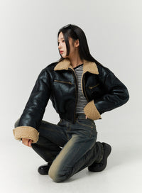 double-sided-crop-jacket-cn328 / Black