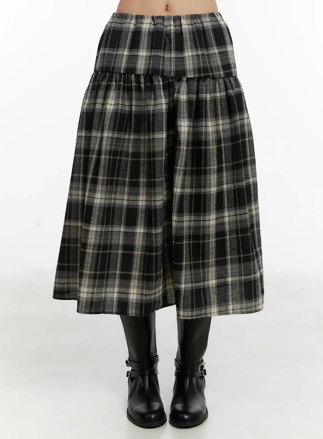 plaid-midi-skirt-id525 / Black