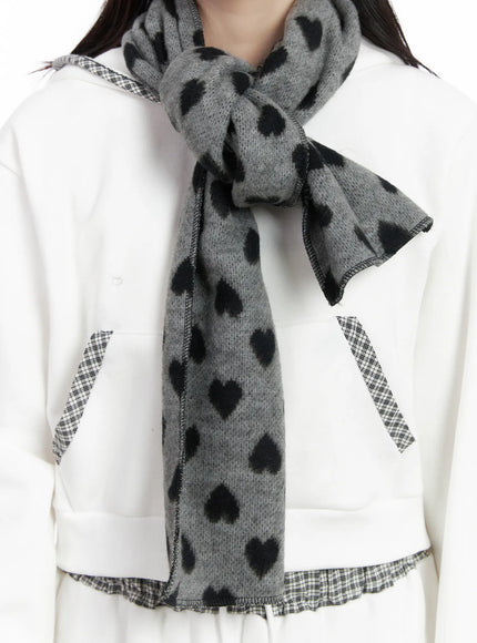 heart-knit-scarf-cn527 / Black