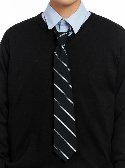 mens-classic-striped-tie-is502 / Black