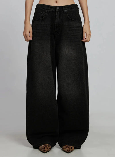 mikayla-comfort-fit-wide-leg-jeans-im520 / Black