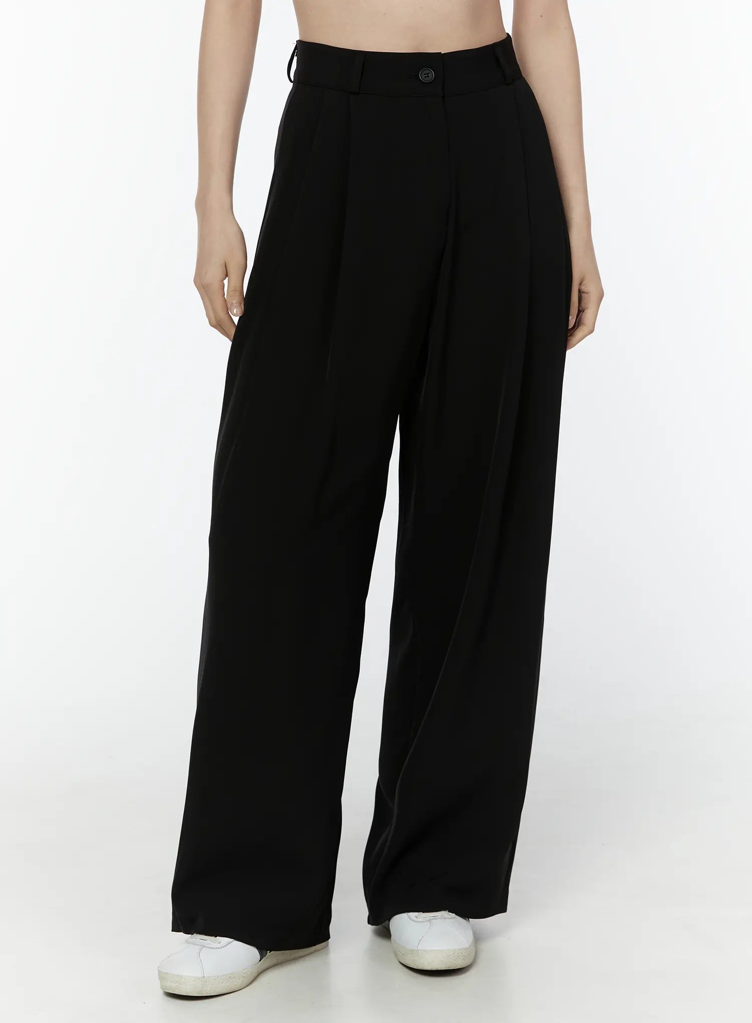 high-waist-wide-fit-summer-slacks-iu503 / Black