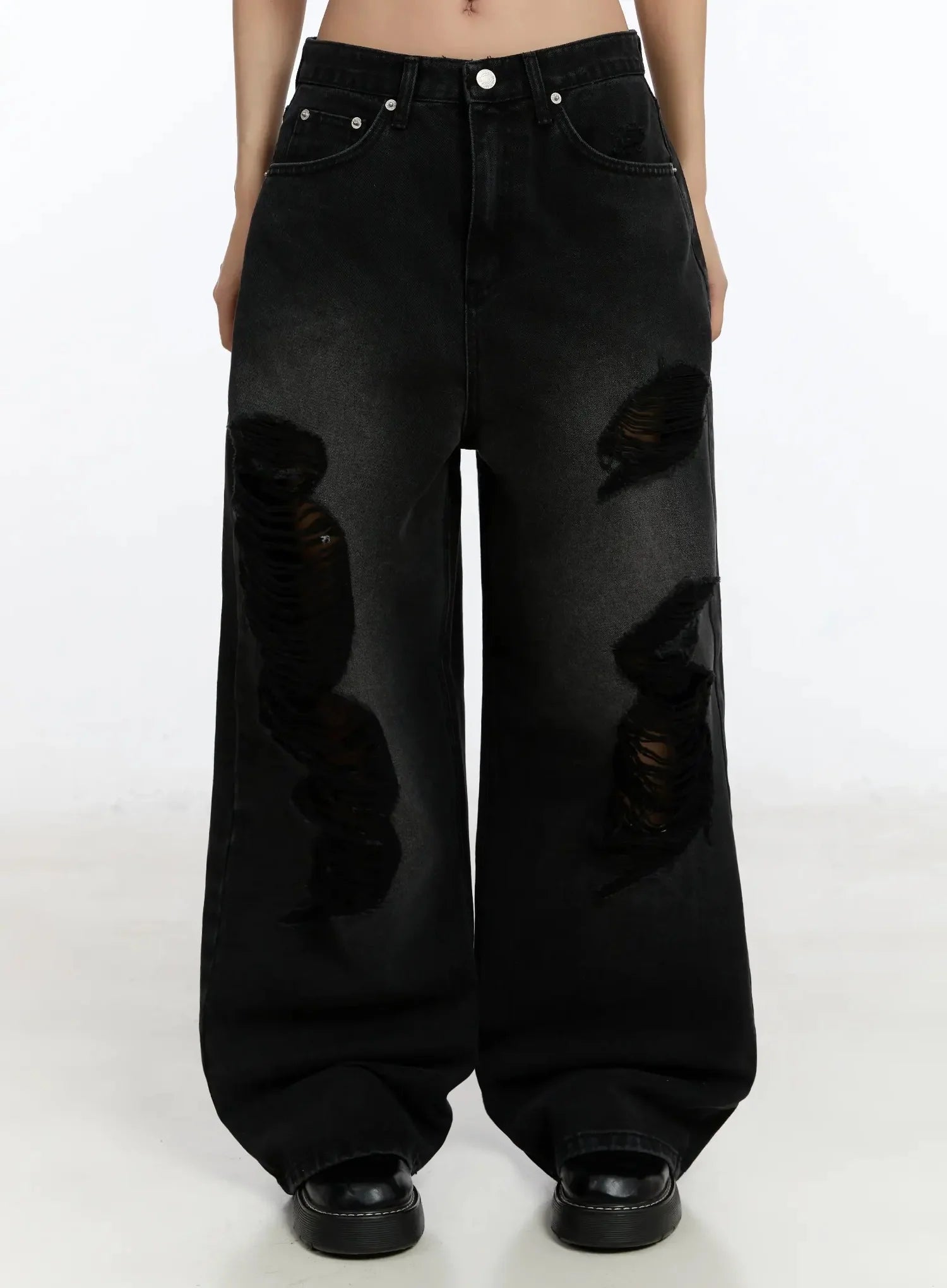 keyla-distressed-baggy-jeans-im513 / Black