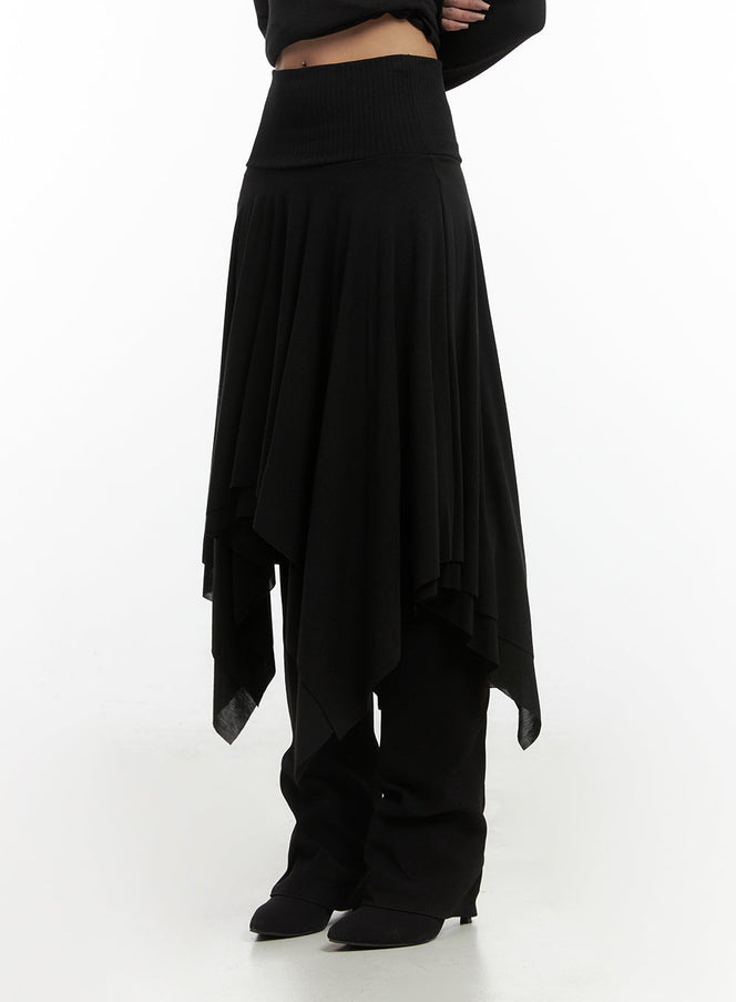 unbalanced-chic-midi-skirt-co414 / Black