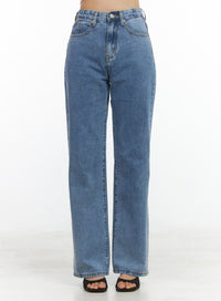washed-straight-jeans-ol411 / Blue