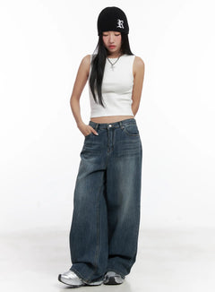 aya-washed-baggy-jeans-cn528 / Blue