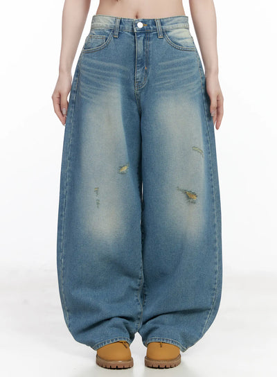 joshua-washed-wide-leg-jeans-cf523 / Blue
