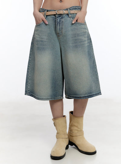 washed-midi-baggy-jorts-cy530 / Blue
