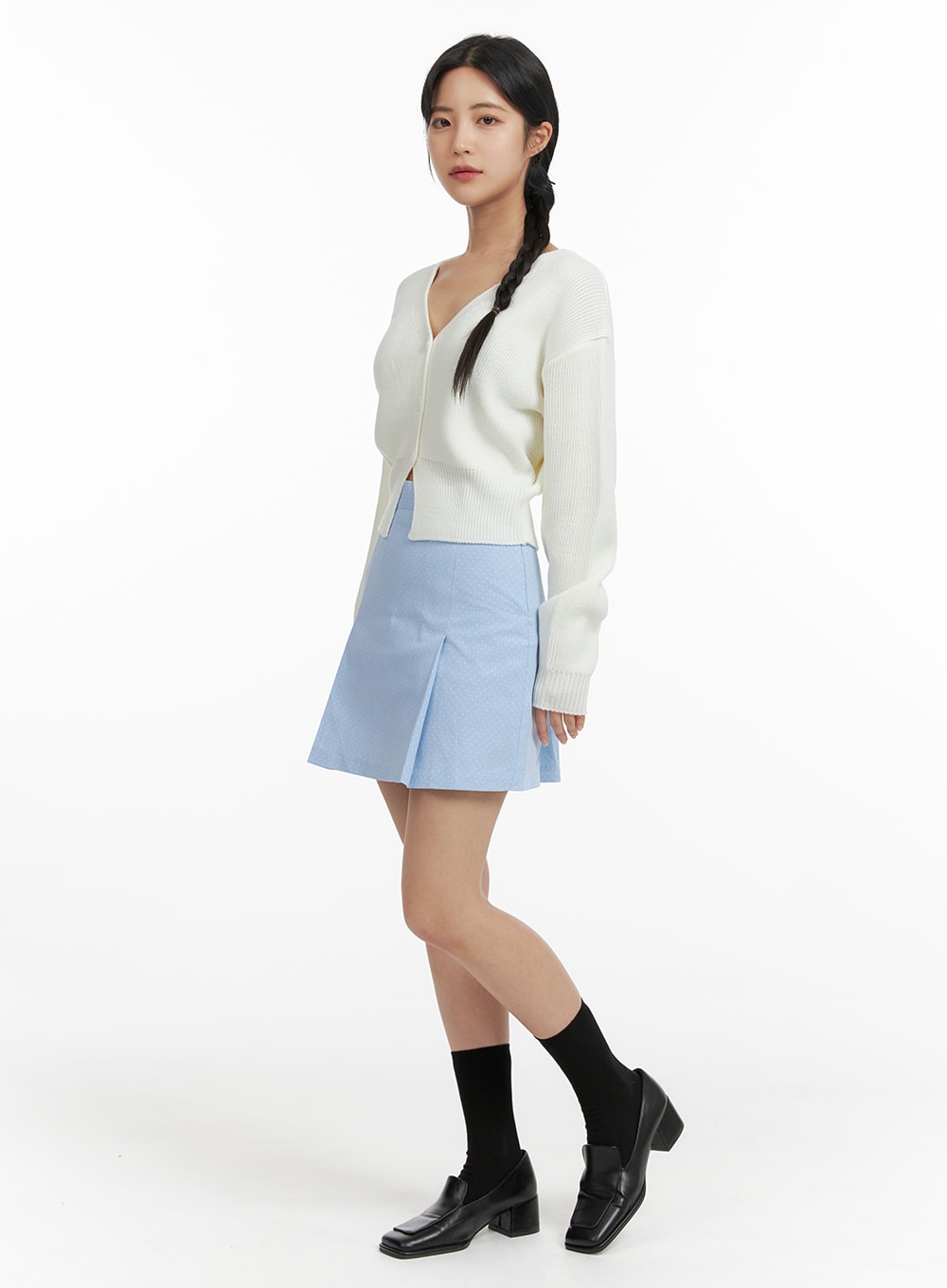 polka-dot-pintuck-mini-skirt-of422 / Blue