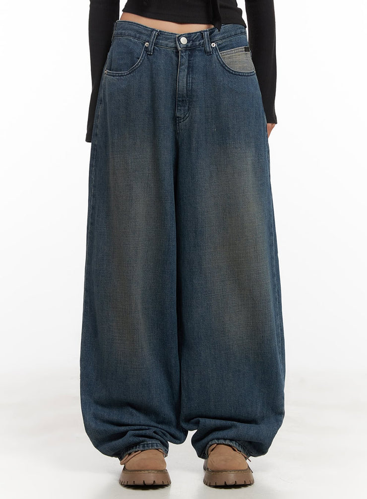 clara-oversize-cotton-denim-baggy-pants-cd409 / Blue