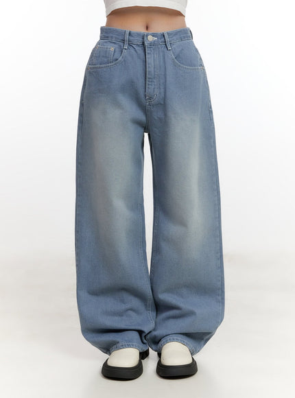 zoey-washed-wide-leg-jeans-cf528 / Blue