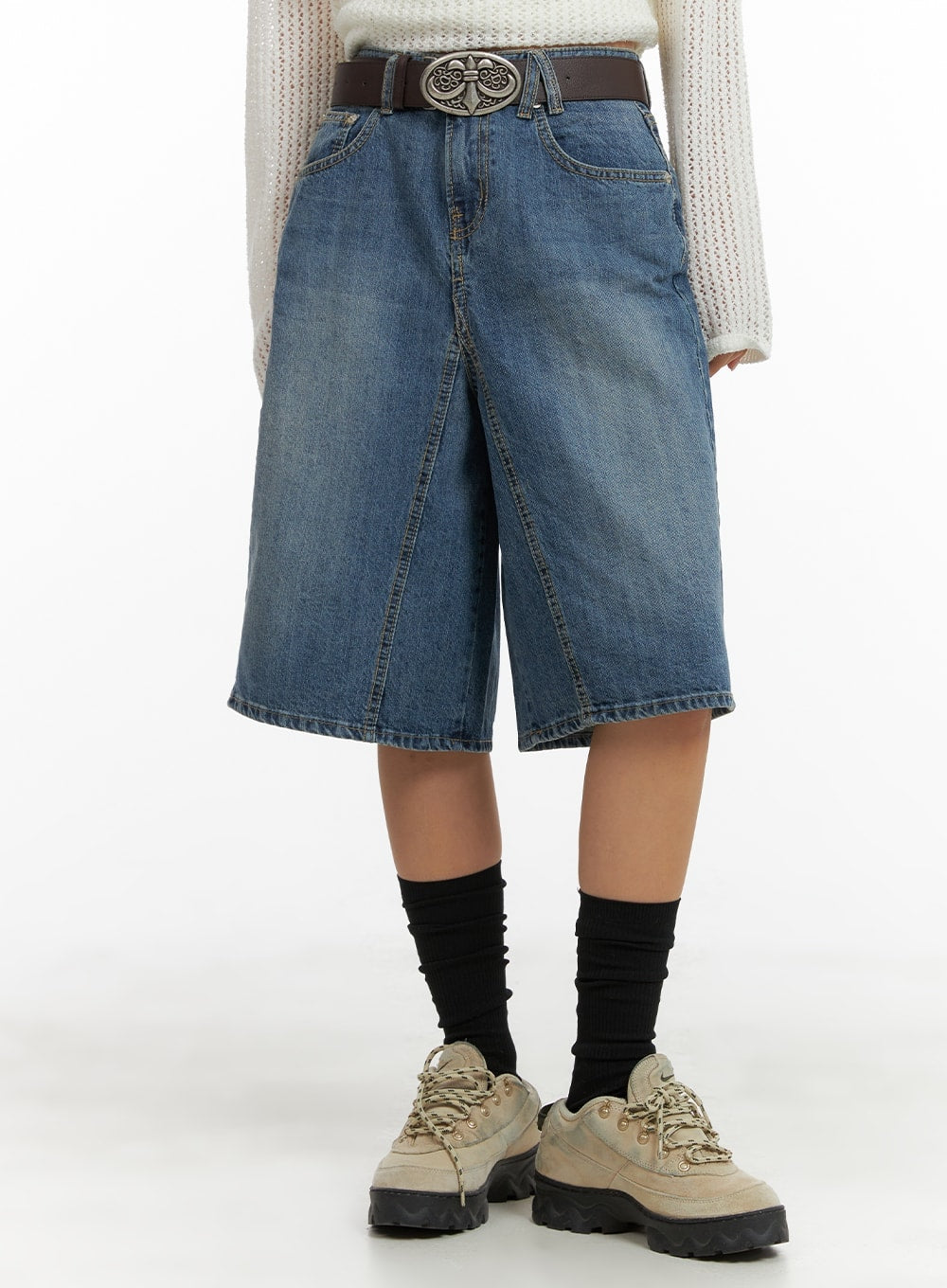 vintage-washed-wide-leg-jorts-ca415 / Blue