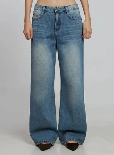 zahra-vintage-washed-wide-jeans-im520 / Blue