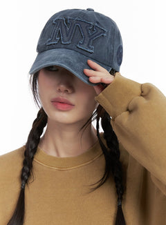 distressed-patch-baseball-cap-in427 / Blue