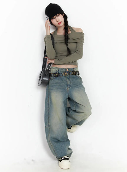 mariah-wide-leg-baggy-jeans-cj526 / Blue