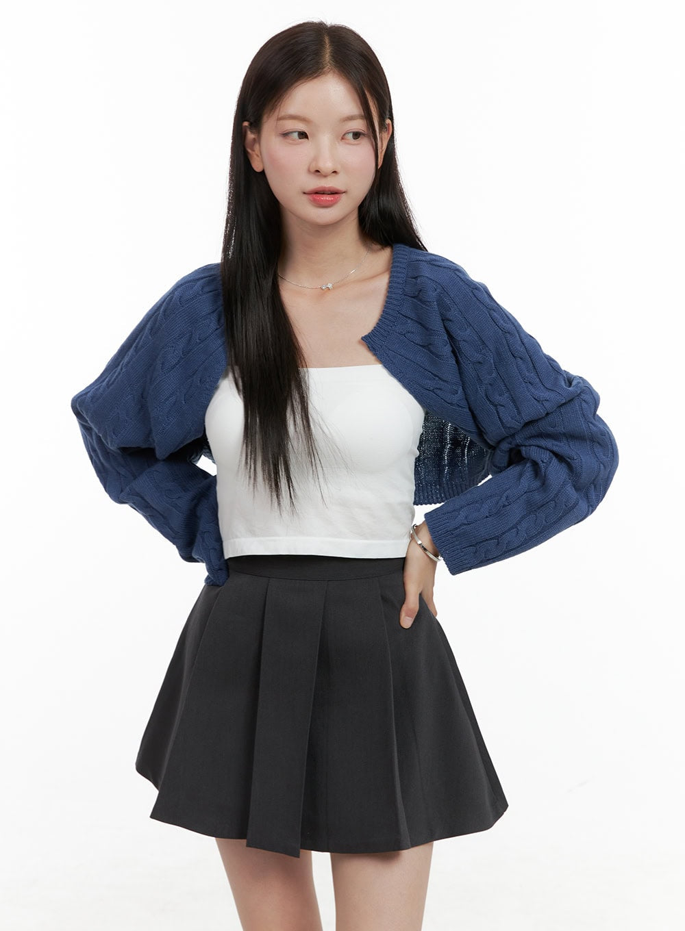 cable-knit-bolero-og419 / Blue