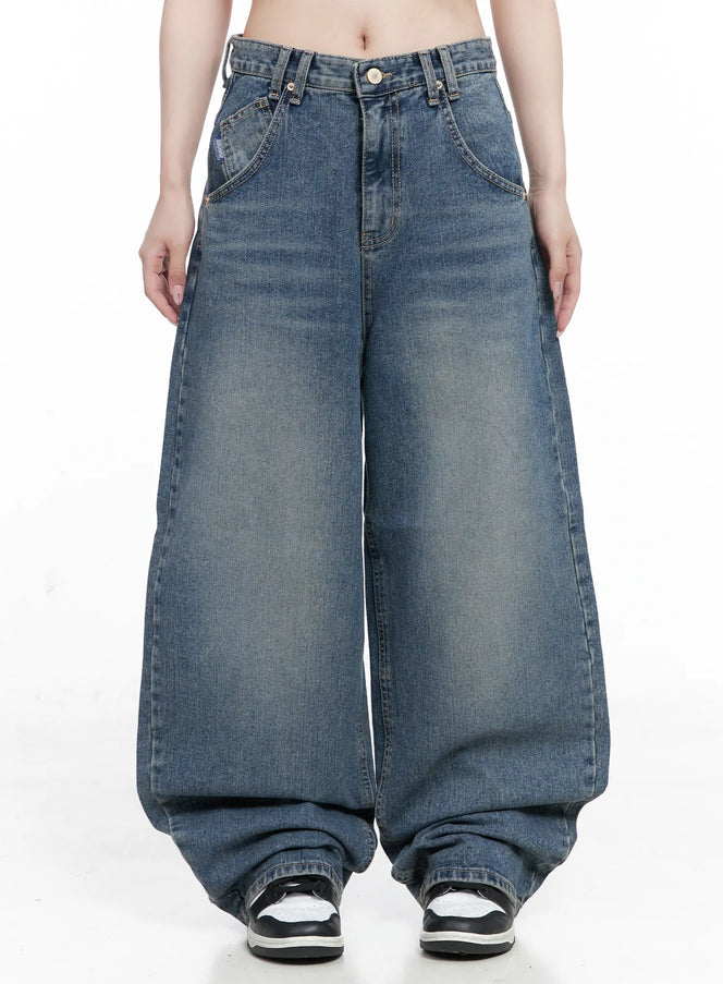 laney-washed-wide-leg-jeans-co520 / Blue