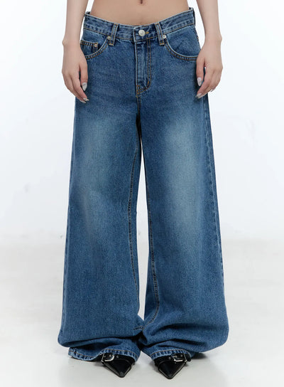 dahye-washed-relaxed-fit-denim-jeans-cl530 / Blue