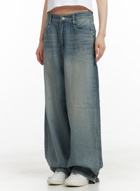 hem-snap-baggy-jeans-cl403 / Blue